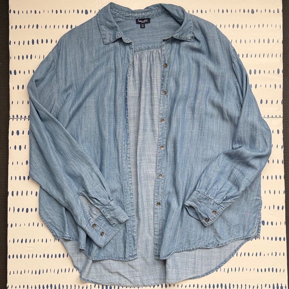 Splendid Oversized Chambray Button-Down Shirt - image 2